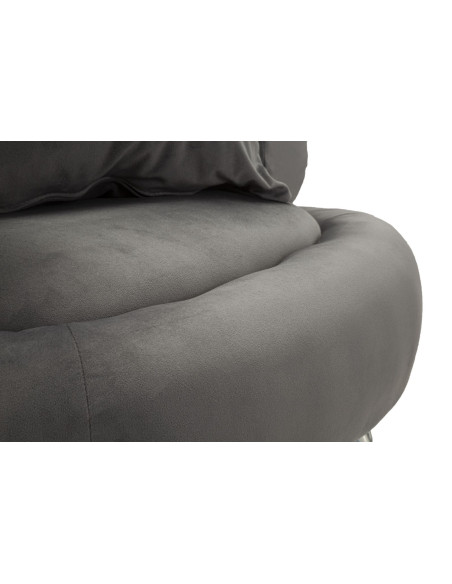Fauteuil moderne original en Velours Gris Métal Argenté Bois Silvery Plus 