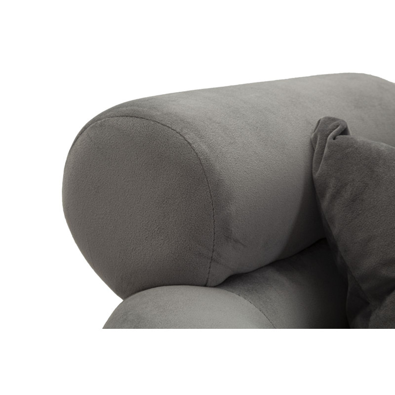 Fauteuil moderne original en Velours Gris Métal Argenté Bois Silvery Plus 