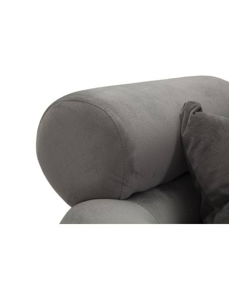 Fauteuil moderne original en Velours Gris Métal Argenté Bois Silvery Plus 
