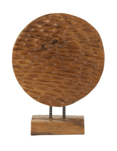 Sculpture artisanale ethnique sur pied Hauteur 40 cm en Bois de teck recyclé Marron Coin 