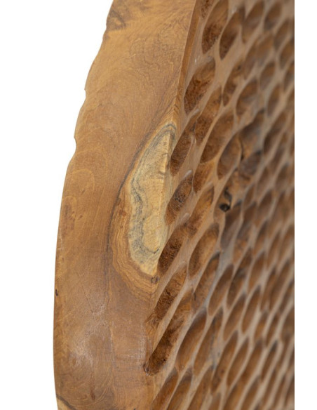 Sculpture artisanale ethnique sur pied Hauteur 40 cm en Bois de teck recyclé Marron Coin 