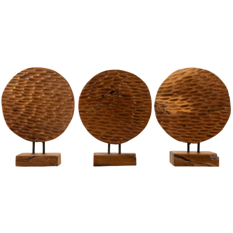 Sculpture artisanale ethnique sur pied Hauteur 40 cm en Bois de teck recyclé Marron Coin - 6