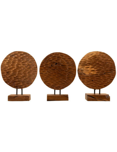 Sculpture artisanale ethnique sur pied Hauteur 40 cm en Bois de teck recyclé Marron Coin - 6