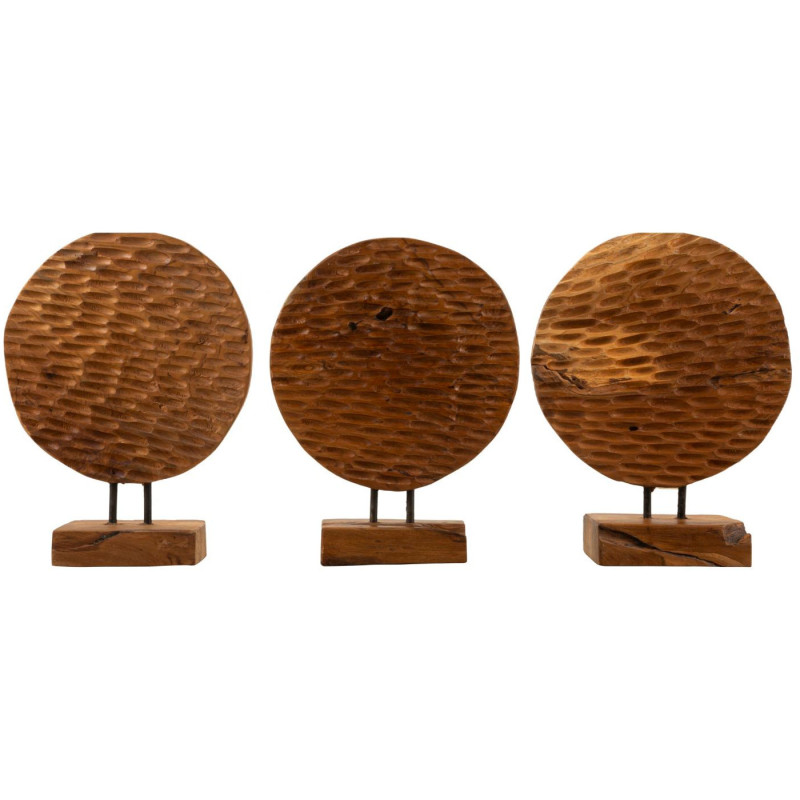 Sculpture artisanale ethnique sur pied Hauteur 40 cm en Bois de teck recyclé Marron Coin - 7