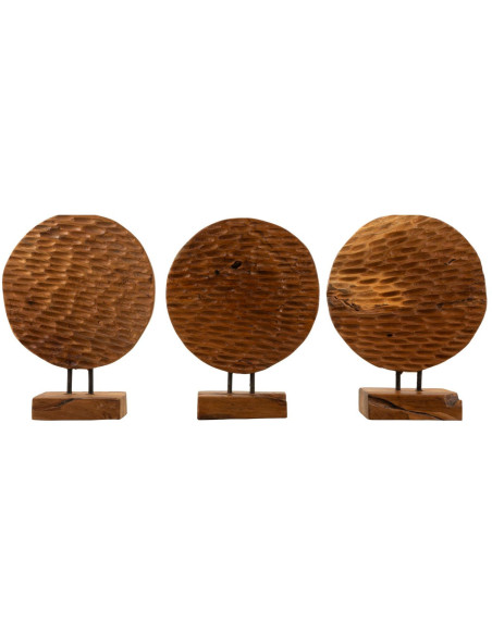 Sculpture artisanale ethnique sur pied Hauteur 40 cm en Bois de teck recyclé Marron Coin - 7