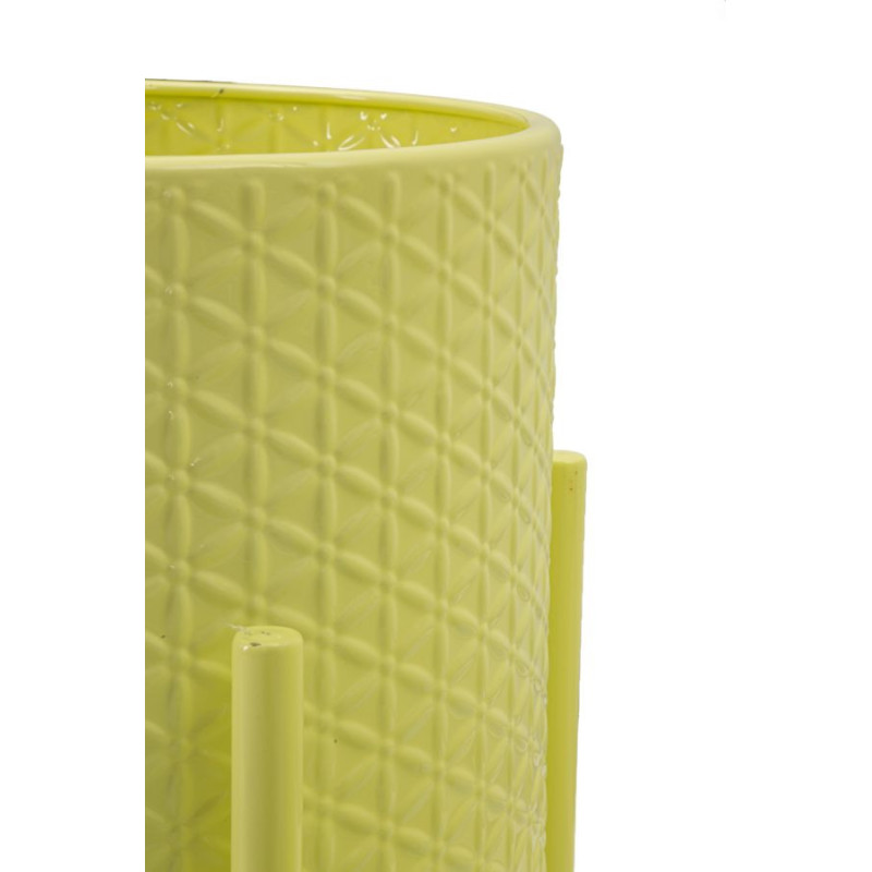 Cache pot sur pied moderne Rond en Métal Jaune Archy (Lot de 3) 