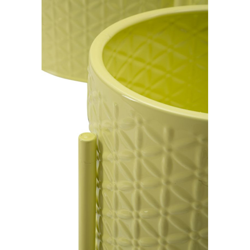 Cache pot sur pied moderne Rond en Métal Jaune Archy (Lot de 3) 