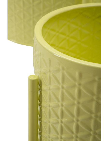 Cache pot sur pied moderne Rond en Métal Jaune Archy (Lot de 3) 