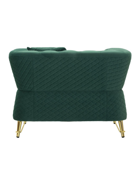 Grand Fauteuil capitonné moderne en Velours Vert foncé Métal Doré Bois Emy 