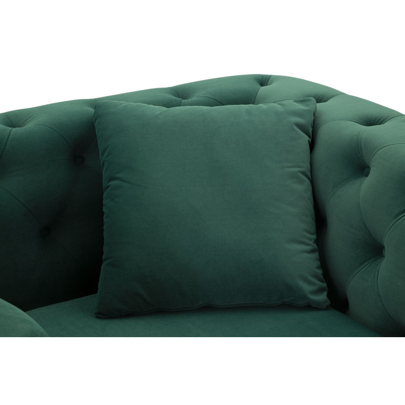 Grand Fauteuil capitonné moderne en Velours Vert foncé Métal Doré Bois Emy 