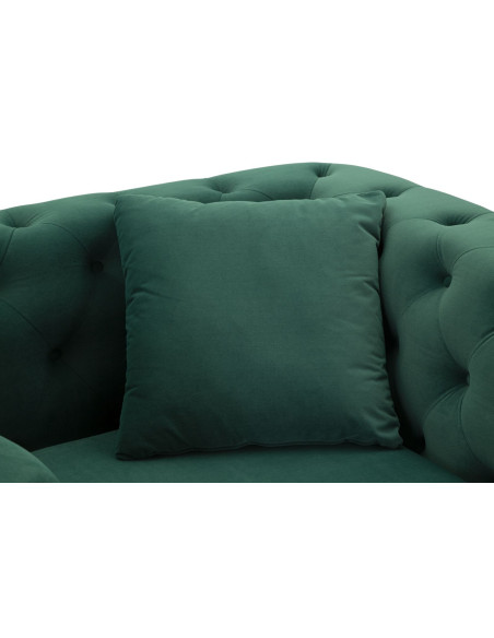 Grand Fauteuil capitonné moderne en Velours Vert foncé Métal Doré Bois Emy 