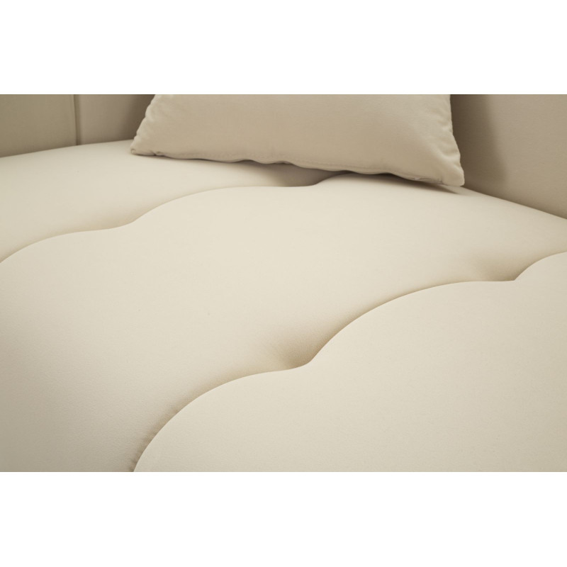 Canapé moderne chic Droit 2 places en Tissu Blanc crème Métal Doré Bois Alma 
