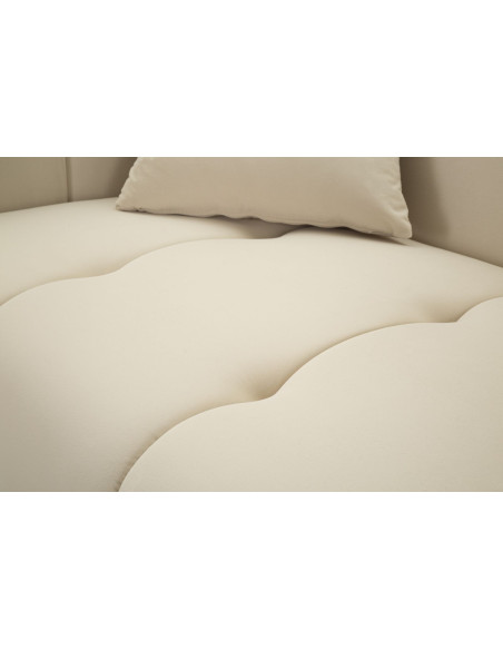 Canapé moderne chic Droit 2 places en Tissu Blanc crème Métal Doré Bois Alma 