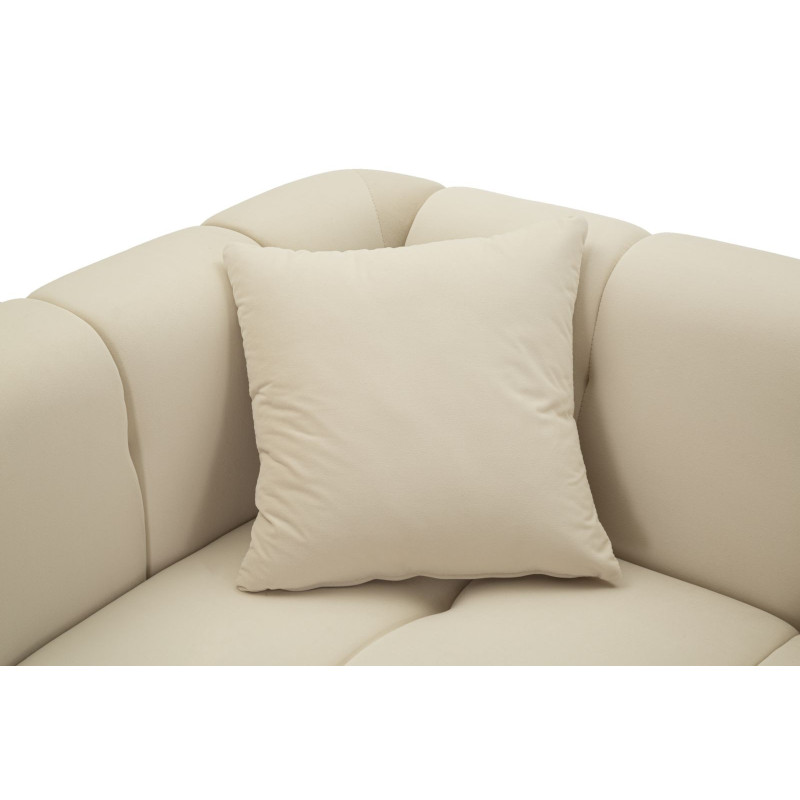 Canapé moderne chic Droit 2 places en Tissu Blanc crème Métal Doré Bois Alma 