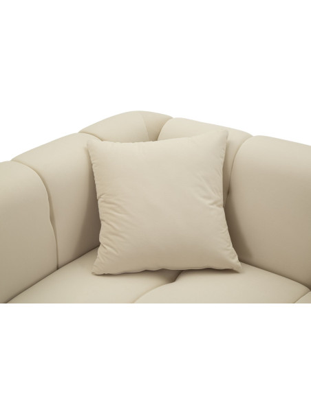 Canapé moderne chic Droit 2 places en Tissu Blanc crème Métal Doré Bois Alma 