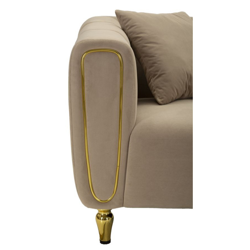 Canapé moderne chic Droit 2 places en Tissu Gris Métal Doré Bois Alma 