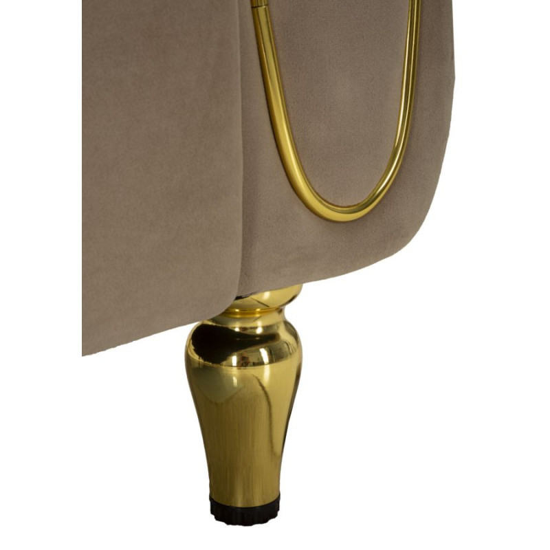 Canapé moderne chic Droit 2 places en Tissu Gris Métal Doré Bois Alma 