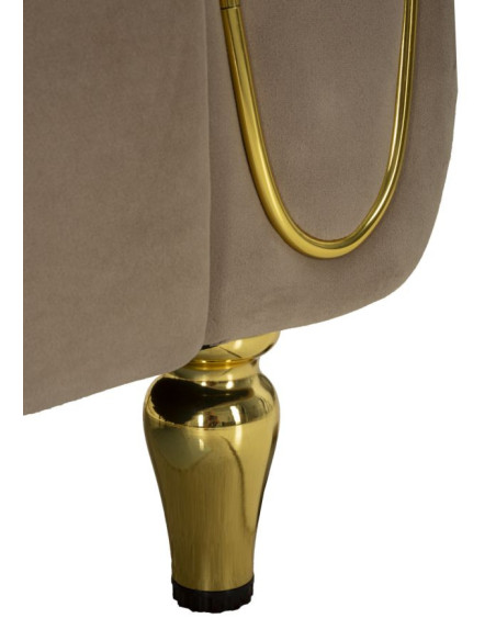 Canapé moderne chic Droit 2 places en Tissu Gris Métal Doré Bois Alma 