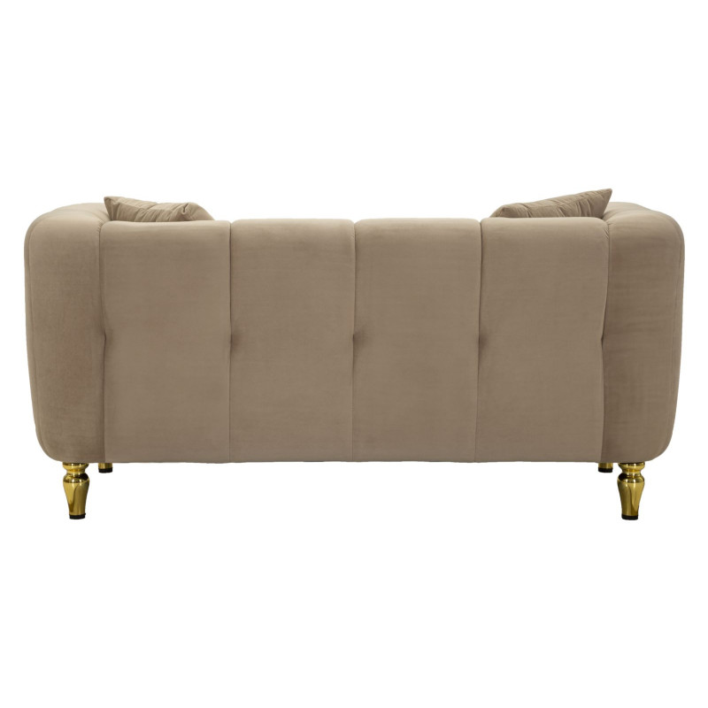 Canapé moderne chic Droit 2 places en Tissu Gris Métal Doré Bois Alma 