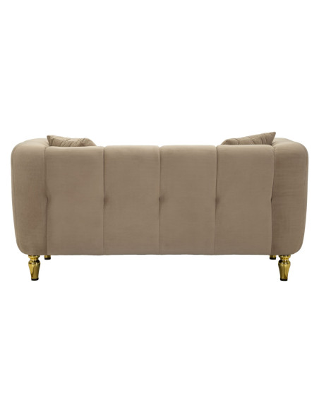 Canapé moderne chic Droit 2 places en Tissu Gris Métal Doré Bois Alma 