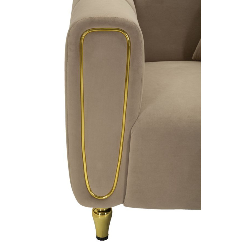 Fauteuil moderne chic en Tissu Gris Métal Doré Bois Alma 