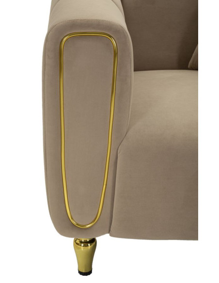 Fauteuil moderne chic en Tissu Gris Métal Doré Bois Alma 