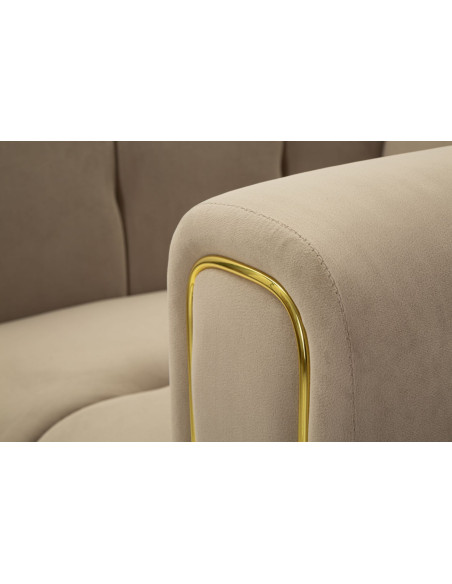 Fauteuil moderne chic en Tissu Gris Métal Doré Bois Alma 