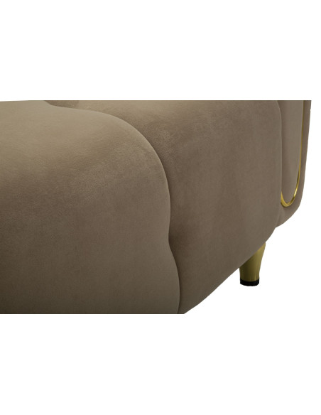 Fauteuil moderne chic en Tissu Gris Métal Doré Bois Alma 