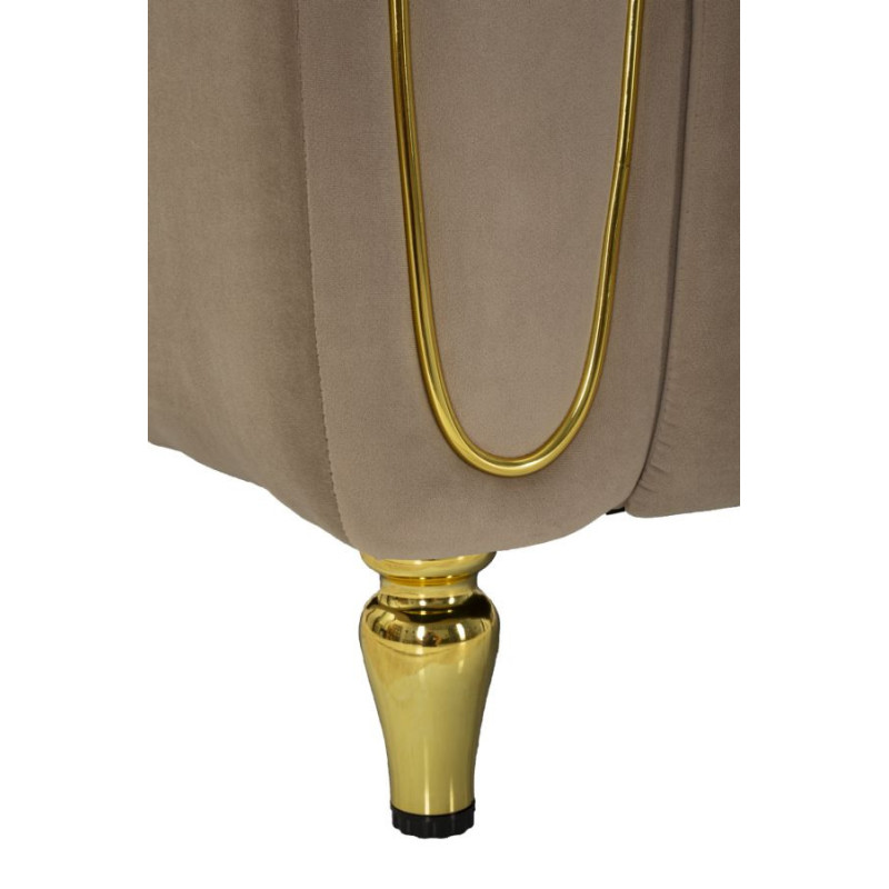 Fauteuil moderne chic en Tissu Gris Métal Doré Bois Alma 