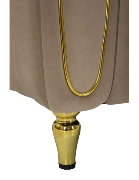 Fauteuil moderne chic en Tissu Gris Métal Doré Bois Alma 