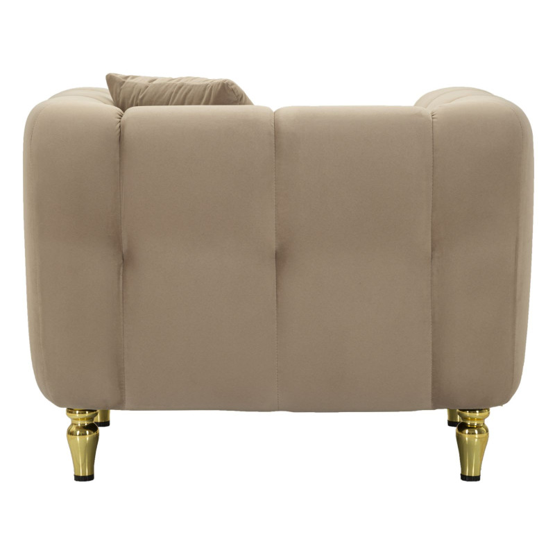 Fauteuil moderne chic en Tissu Gris Métal Doré Bois Alma 