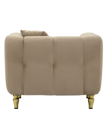 Fauteuil moderne chic en Tissu Gris Métal Doré Bois Alma 