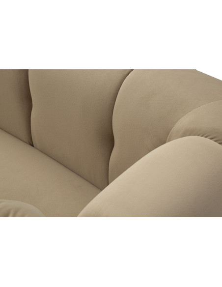 Fauteuil moderne chic en Tissu Gris Métal Doré Bois Alma 