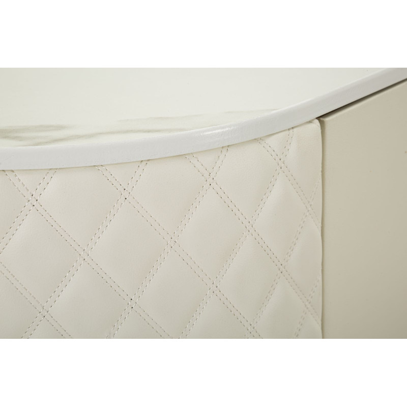 Grand Buffet moderne chic Bas 2 portes 4 tiroirs en Bois Blanc Effet marbre Métal Doré Sharon 