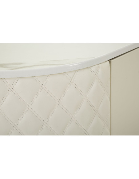 Grand Buffet moderne chic Bas 2 portes 4 tiroirs en Bois Blanc Effet marbre Métal Doré Sharon 