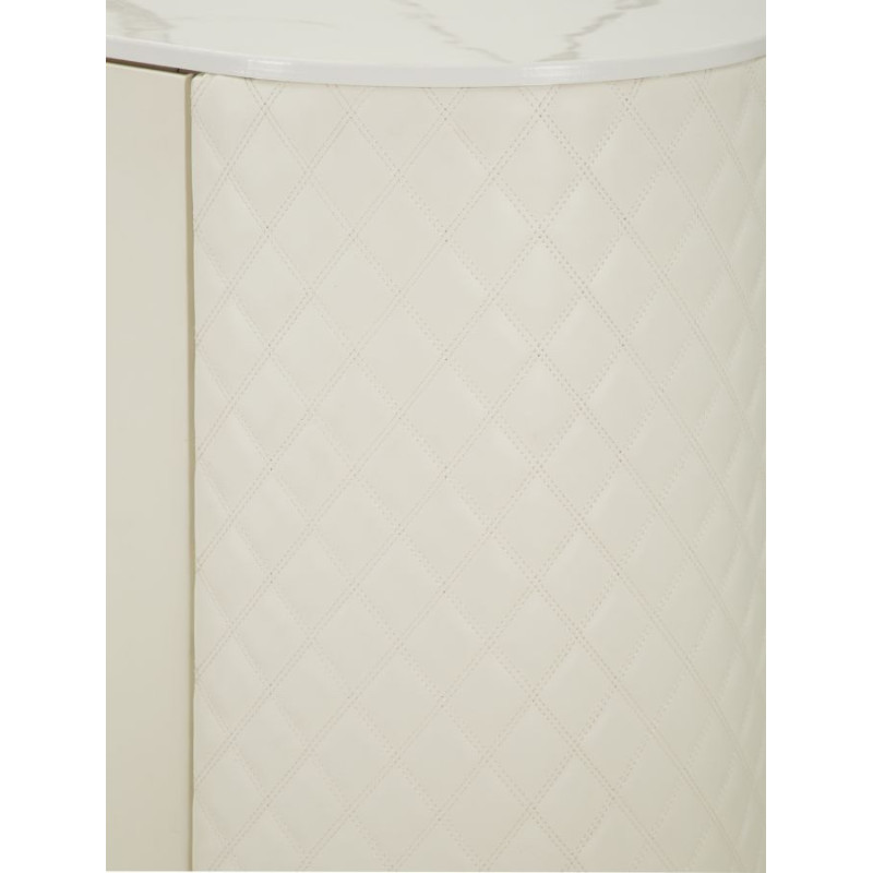 Grand Buffet moderne chic Bas 2 portes 4 tiroirs en Bois Blanc Effet marbre Métal Doré Sharon 