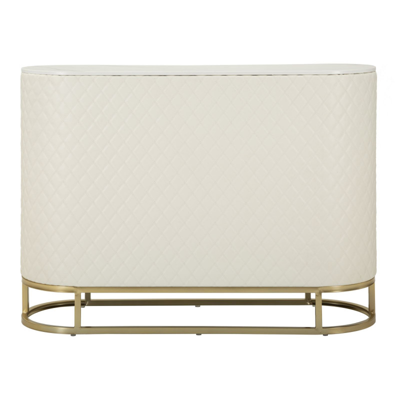 Grand Buffet moderne chic Bas 2 portes 4 tiroirs en Bois Blanc Effet marbre Métal Doré Sharon 