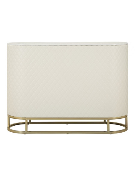 Grand Buffet moderne chic Bas 2 portes 4 tiroirs en Bois Blanc Effet marbre Métal Doré Sharon 