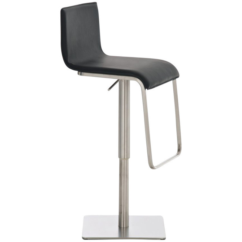 Tabouret de bar Avec dossier Owen en Polyuréthane Noir Acier inoxydable Argenté Brossé mat - 1