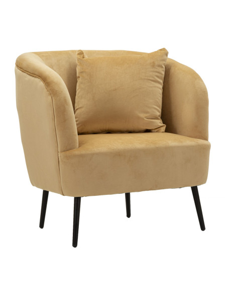 Fauteuil moderne chic en Velours Marron Métal Noir Bois Browy - 1