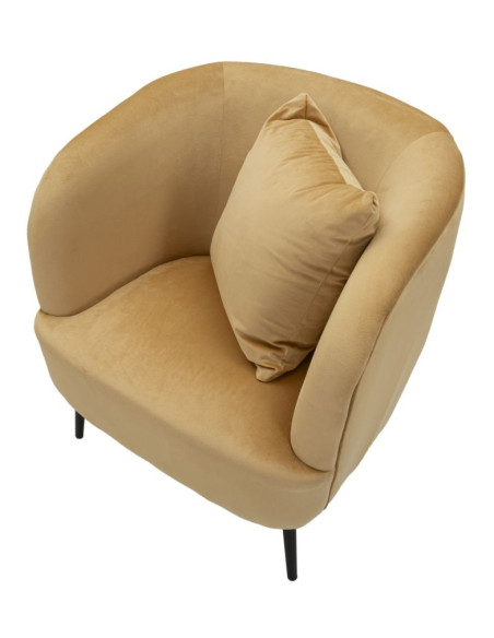 Fauteuil moderne chic en Velours Marron Métal Noir Bois Browy - 5