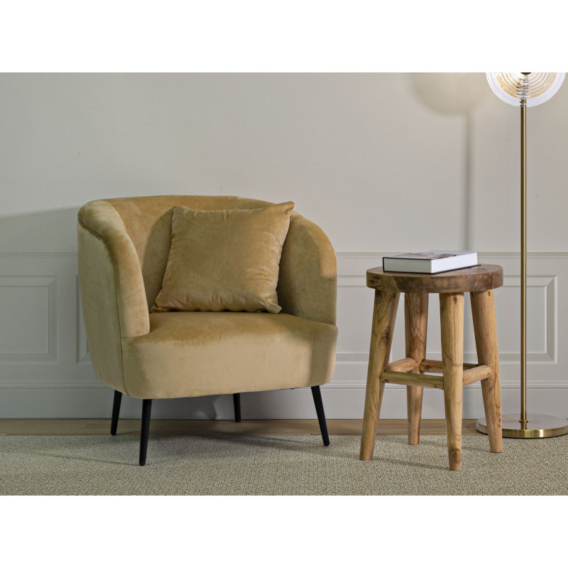 Fauteuil moderne chic en Velours Marron Métal Noir Bois Browy - 2