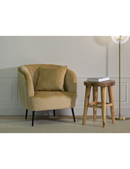 Fauteuil moderne chic en Velours Marron Métal Noir Bois Browy - 2