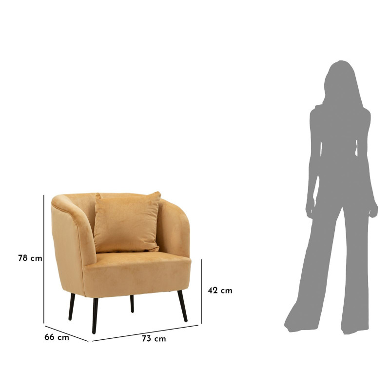 Fauteuil moderne chic en Velours Marron Métal Noir Bois Browy - 11