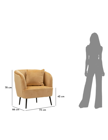 Fauteuil moderne chic en Velours Marron Métal Noir Bois Browy - 11