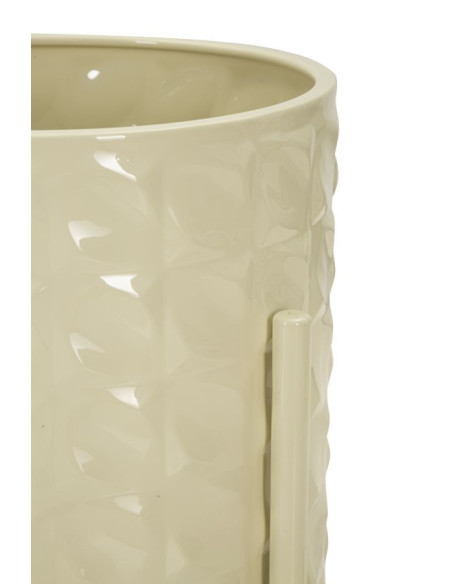 Cache pot sur pied moderne Rond en Métal Blanc crème Betsy (Lot de 3) 