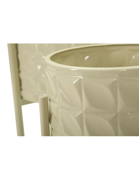 Cache pot sur pied moderne Rond en Métal Blanc crème Betsy (Lot de 3) 