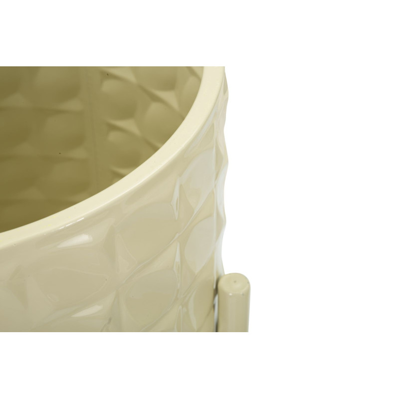 Cache pot sur pied moderne Rond en Métal Blanc crème Betsy (Lot de 3) 