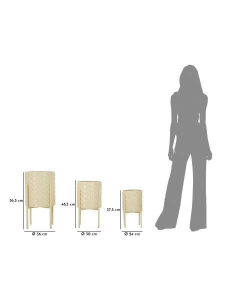 Cache pot sur pied moderne Rond en Métal Blanc crème Betsy (Lot de 3) 