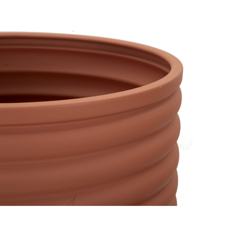 Cache pot sur pied moderne Rond en Métal Terracotta Noir Milly (Lot de 3) 